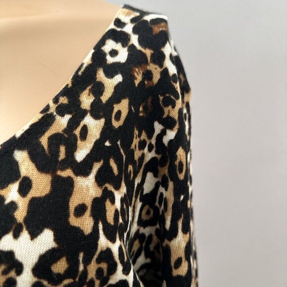 Talbots Pure Merino Wool Leopard Print Sweater Long Sleeve Pullover Womens M - Picture 7 of 11